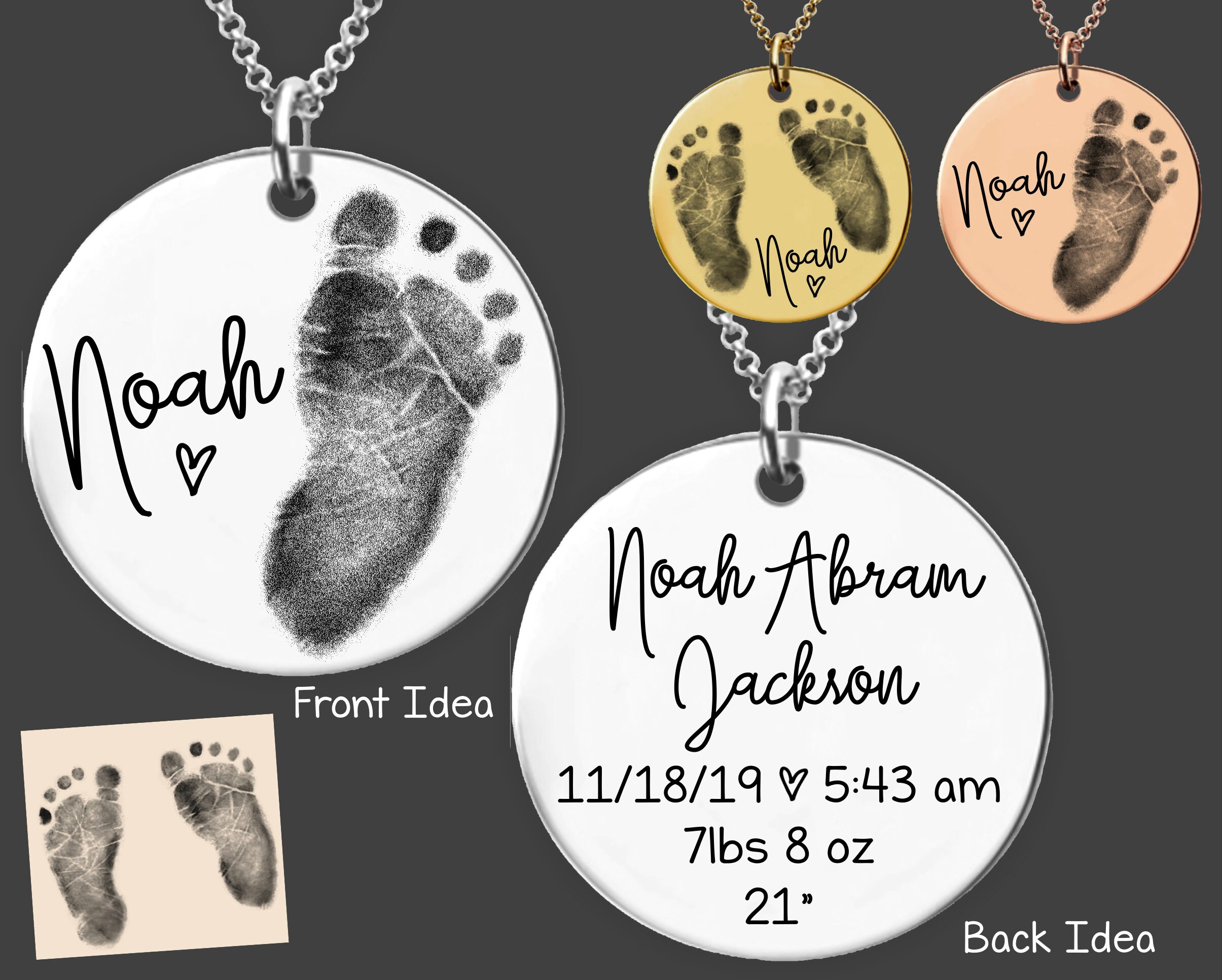 Baby Feet Necklace Footprint Necklace New Mom Gift New Etsy