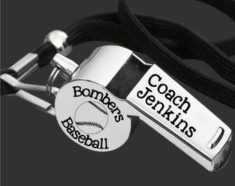 Baseball Coach | Coach Whistle | Coach Gift | Gift for Coach | Coach Appreciation | Personalized Whistle | Engraved Whistle | Back to School