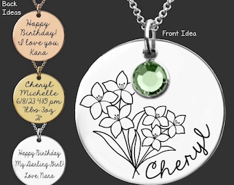 Gladiolus Birth Flower Necklace | August Birth Flower Necklace | August Birthday | August Birthday Gifts | Birthday Gift Women