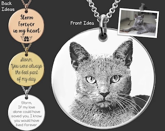 Personalized Pet Portrait Necklace | Cat Necklace | Cat Lover Gift | Cat Necklace for Women | Cat Memorial Gift | Cat Loss Gift