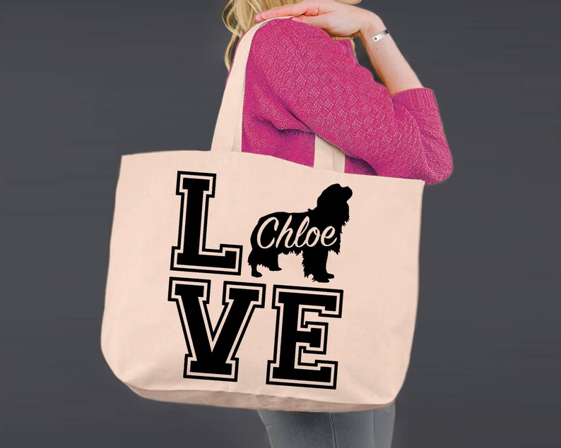 Tote Bag Dog Lover Gift Dog Tote Shopping Tote Cavalier King Charles Spaniel Canvas Tote Gift Ideas Canvas Tote Bag