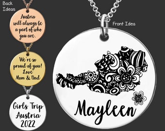 Austria | Austria Necklace | Girls Trip | Exchange Student Gift | Daughter Gift | Going Away Gift | Moving Gift