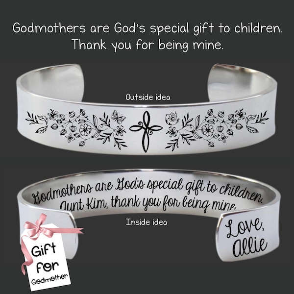 Personalized Godmother Bracelet | Baptism or Christening Gift from Godchild | Godmother Gifts | Godmother Thank You Gift