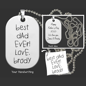 Handwriting Dog Tag Necklace | Dad Gift from Daughter | Dad Gift from Son | Dad Birthday Gift | Fathers Day Gift | Dad Easter Gift