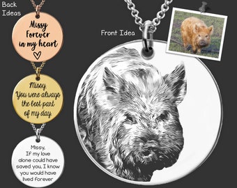 Personalized Pet Portrait Necklace |  Pig Necklace | Pig Jewelry | Pig Memorial Gift | Birthday  Gift For Her |  Gift