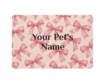 Tapis pour animaux PinkRifles à nœud rose | Tapis mignon pour gamelle et eau pour chien
