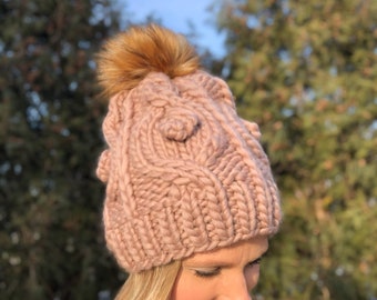 KNITTING PATTERN: Jet Set Hat Knitting Pattern | Cable Hat Knitting Pattern | Adult Hat Knitting Pattern