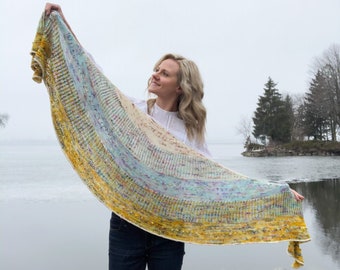 KNITTING PATTERN: Nordic Sunrise Knitting Pattern | Shawl Knitting Pattern | Brioche Knitting Pattern