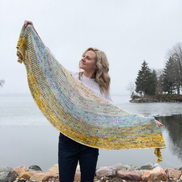 KNITTING PATTERN: Nordic Sunrise Knitting Pattern | Shawl Knitting Pattern | Brioche Knitting Pattern