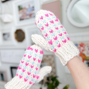 STRICKMUSTER: Anneli Fäustlinge Strickmuster | Fair Isle grobstrick Fäustlinge Muster