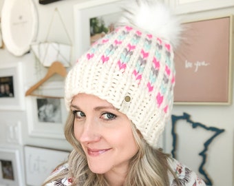 KNITTING PATTERN: Anneli Hat Knitting Pattern | Stranded Colorwork Super Bulky Hat Pattern