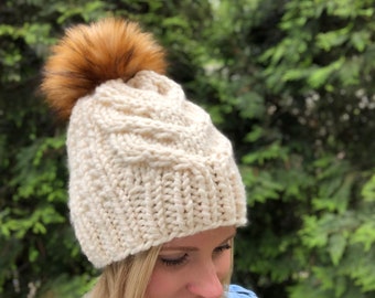 KNITTING PATTERN: Char Char Hat | Super Bulky Cable Hat Knitting Pattern
