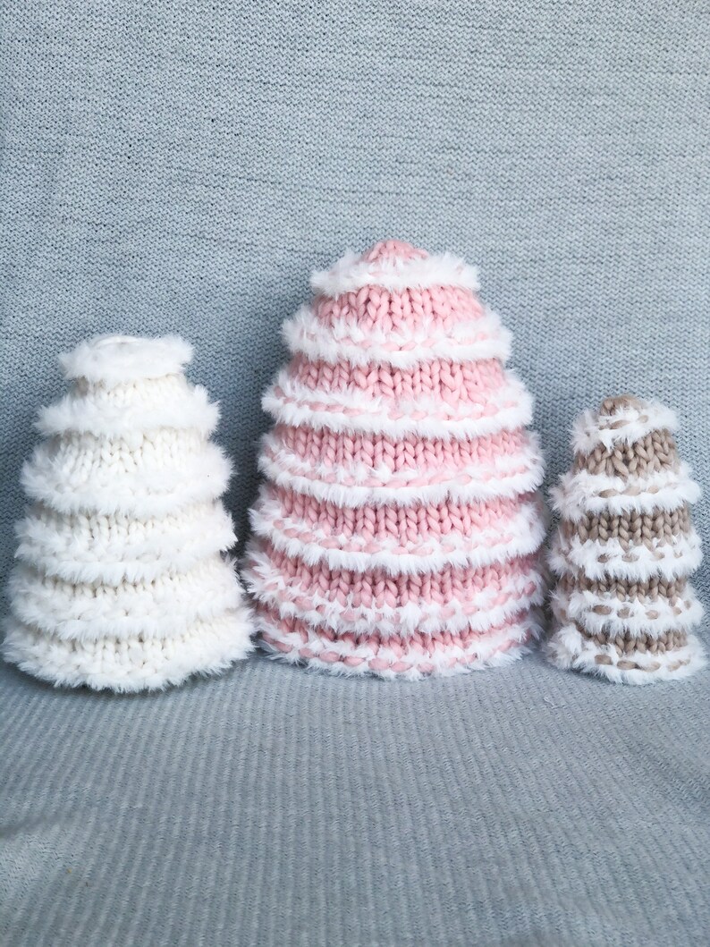 KNITTING PATTERN: Knit Snow Trees Tree Knitting Pattern DIY Christmas Decor Christmas Tree Faux Fur image 5