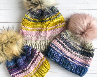 KNITTING PATTERN: Snippet Beanie Knitting Pattern | Chunky Knit Hat | Newborn, Baby, Toddler, Child, Adult | Beginner