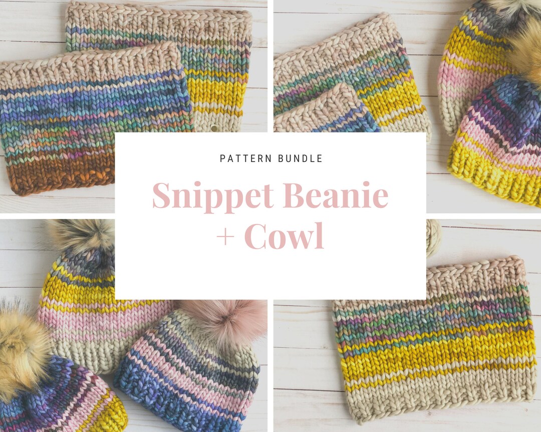 Chunky Knit Beanie Cowl Pattern Bundle: Beginner Friendly (PDF Pattern ...