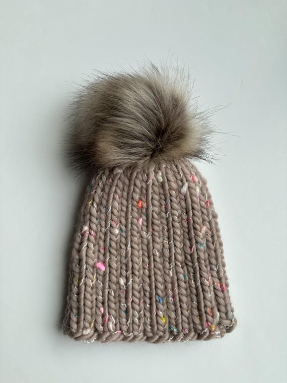 CONFETTI COLLECTION: Adult Taupe With Rainbow Confetti Peruvian