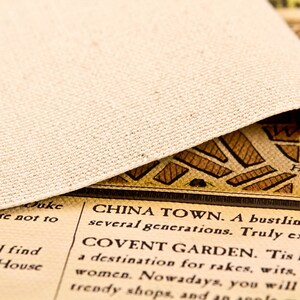 May include: A close-up of a vintage map with text that reads "China Town. A bustling oriental several generations. Truly exotic cuisine" and "Covent Garden. Tis formerly a destination for rakes, wits, play-writing women. Nowadays, you will find street trendy shops, and an 1000le"