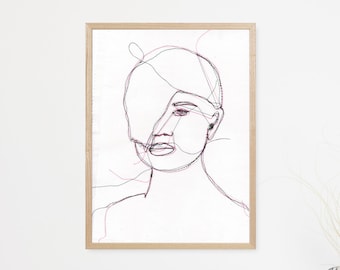 Stitched Portrait Print - Machine Embroidery  - Print - Illustration - Wall Art - Unframed