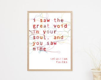 I Saw the Void in your Soul Print // Embroidery // A4 Print // Inspirational Quote //Illustration // Wall Art // Unframed // Quote