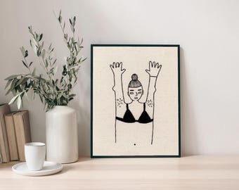 Quarantine Queen A5 Print // Hairy Armpits // Wall Art // Illustration