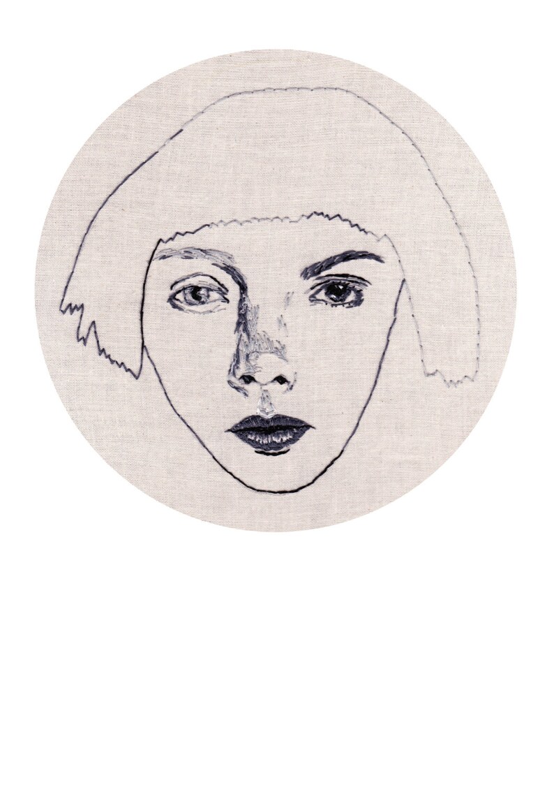 Pretty Ugly Portrait Print Hand Embroidery Print Illustration Wall Art Unframed image 2