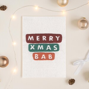 Merry Xmas Bab Card // Christmas Card // Seasons Greetings // Embroidery