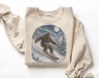 Vintage 90s Sasquatch Snowboard Sweatshirt | Bigfoot Winter Crewneck | Cedarswell