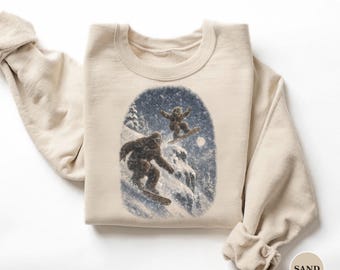 Sasquatch Sweatshirt, Kids Blizzard Crewneck, 90s Vintage Style Family Ski Pullover, Vancouver Island Gift
