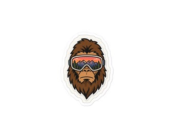 Pegatina de gafas de Sasquatch al atardecer / Troquelado de reflejo de montaña / Cedarswell