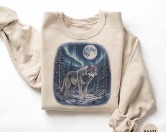 Wolf Sweatshirt, Winter Wolf Crewneck, 90s Vintage Style Wildlife Pullover, Pacific Northwest Forest Gift, Vancouver Island BC Sweater