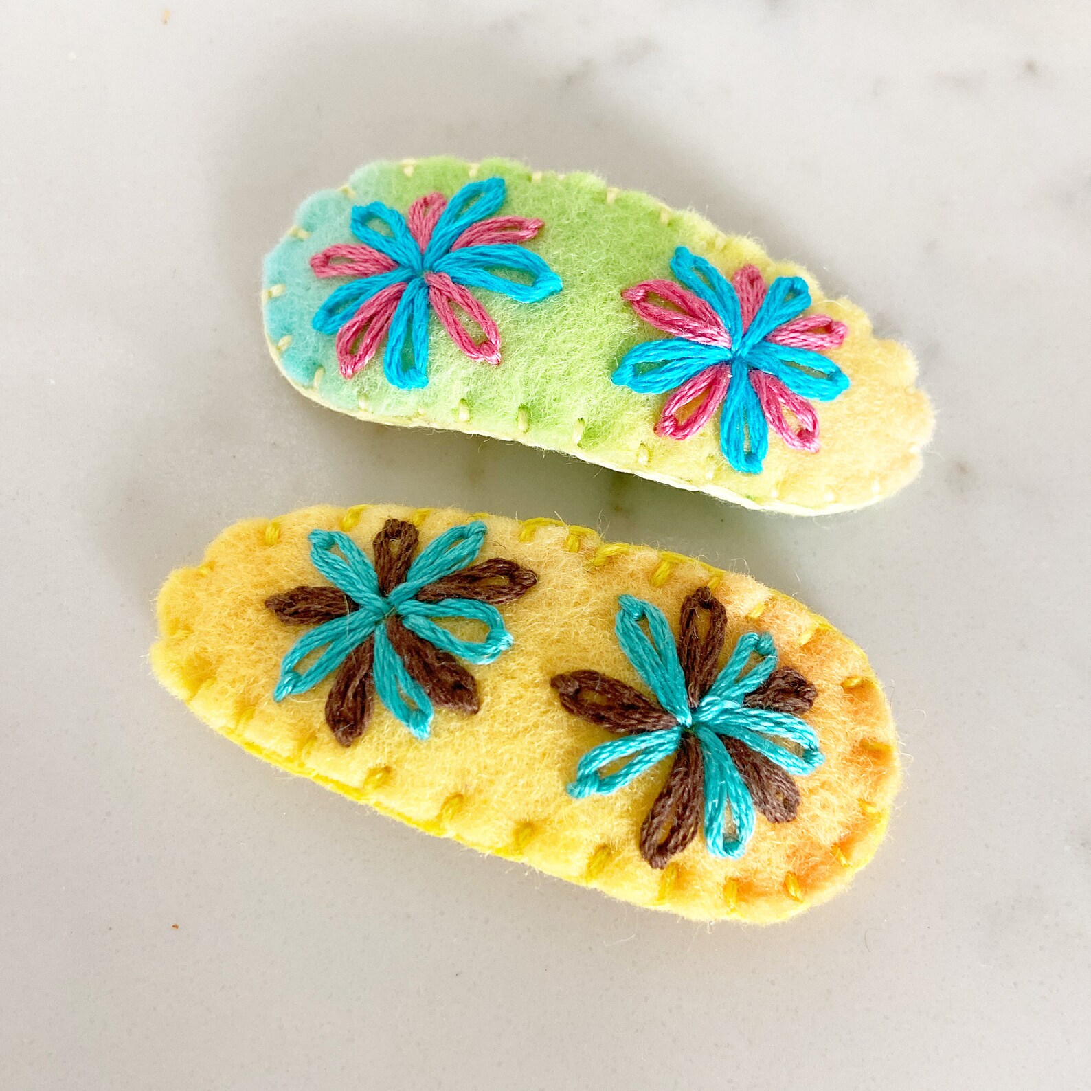 Embroidered Wool Felt Hair Clips Adult Hair Clips Etsy