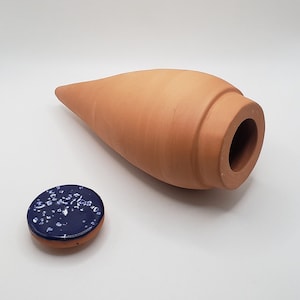 10oz - Small Cone Olla ~ Handmade Terracotta Garden Irrigation Oya with Lid ~ Self Watering Small Size