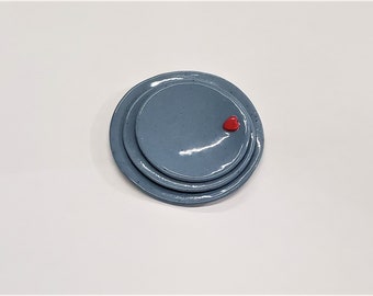Black Ring Dish Ashtray Altar Dish with Pink Heart Porcelain Ceramic Handmade Dish