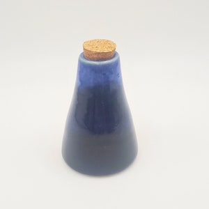 Mini Black and Blue Handmade Porcelain Ceramic Corked Bottle ~ Potion Bottle ~ Stash Jar