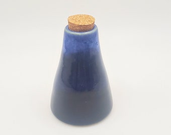 Mini Black and Blue Handmade Porcelain Ceramic Corked Bottle ~ Potion Bottle ~ Stash Jar