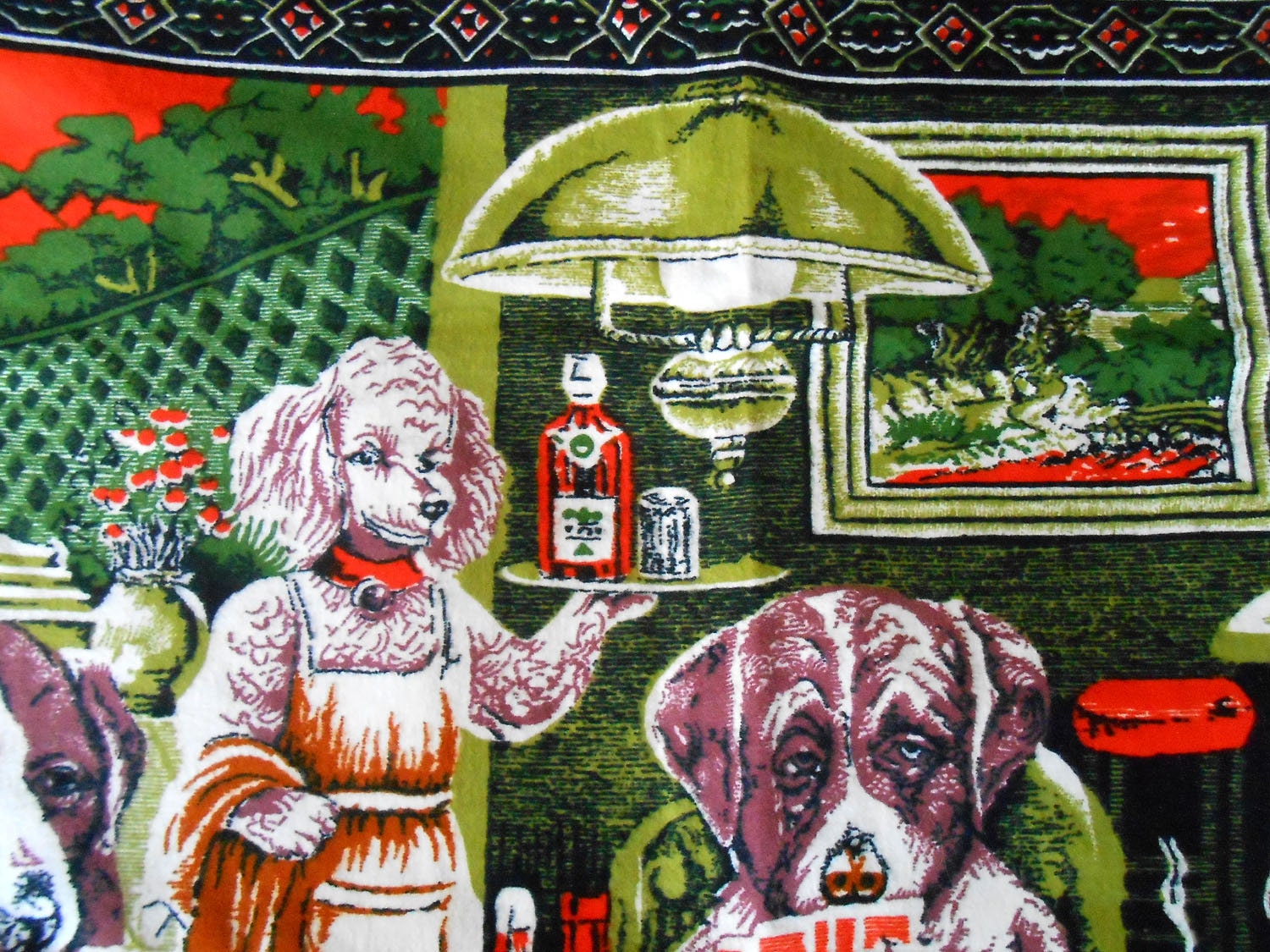 Vintage Poker Playing Dogs Area Rug Carpet Wall Hanging Fabric Etsy