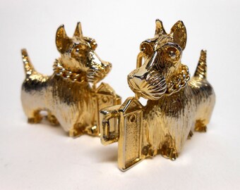 Scottish Terrier Scottie Dog Belt Buckle Mimi Di Niscemi Gold Tone Vintage Fashion Accessory