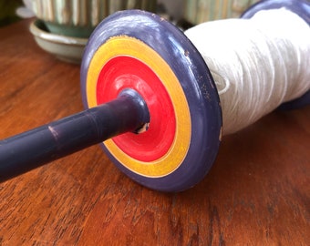 Vintage Kite String Wooden Spool Winder Holder Painted Wood 1970's Collectible Toys