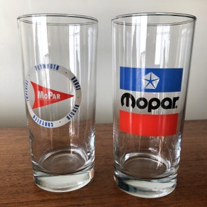Mopar Chrysler Advertising Glasses Set of 2 Tumblers Vintage Car Collectibles