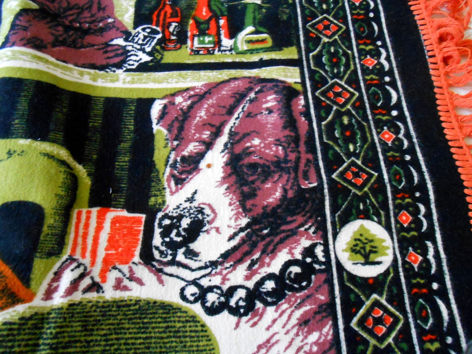 Vintage Poker Playing Dogs Area Rug Carpet Wall Hanging Fabric Etsy