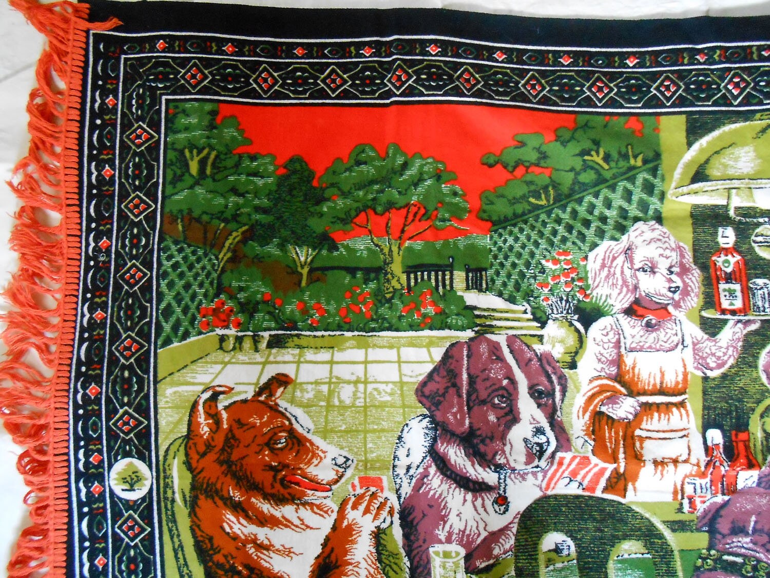 Vintage Poker Playing Dogs Area Rug Carpet Wall Hanging Fabric Etsy