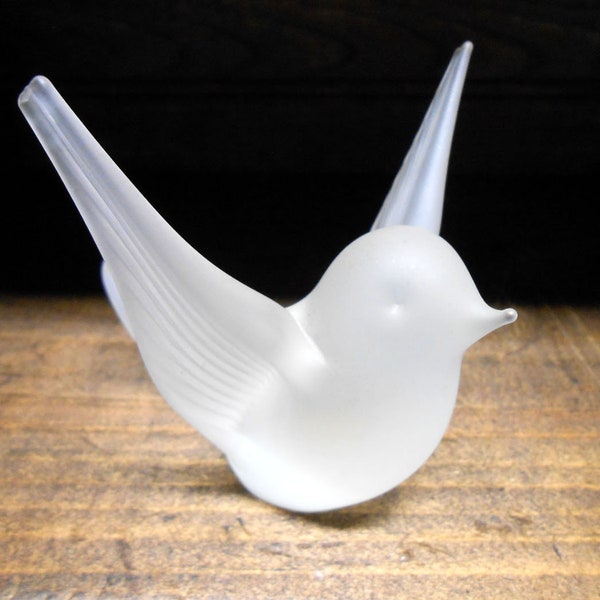 Bird Figurine Frosted Glass Reijmyre Sweden Vintage Hemsley's Montreal