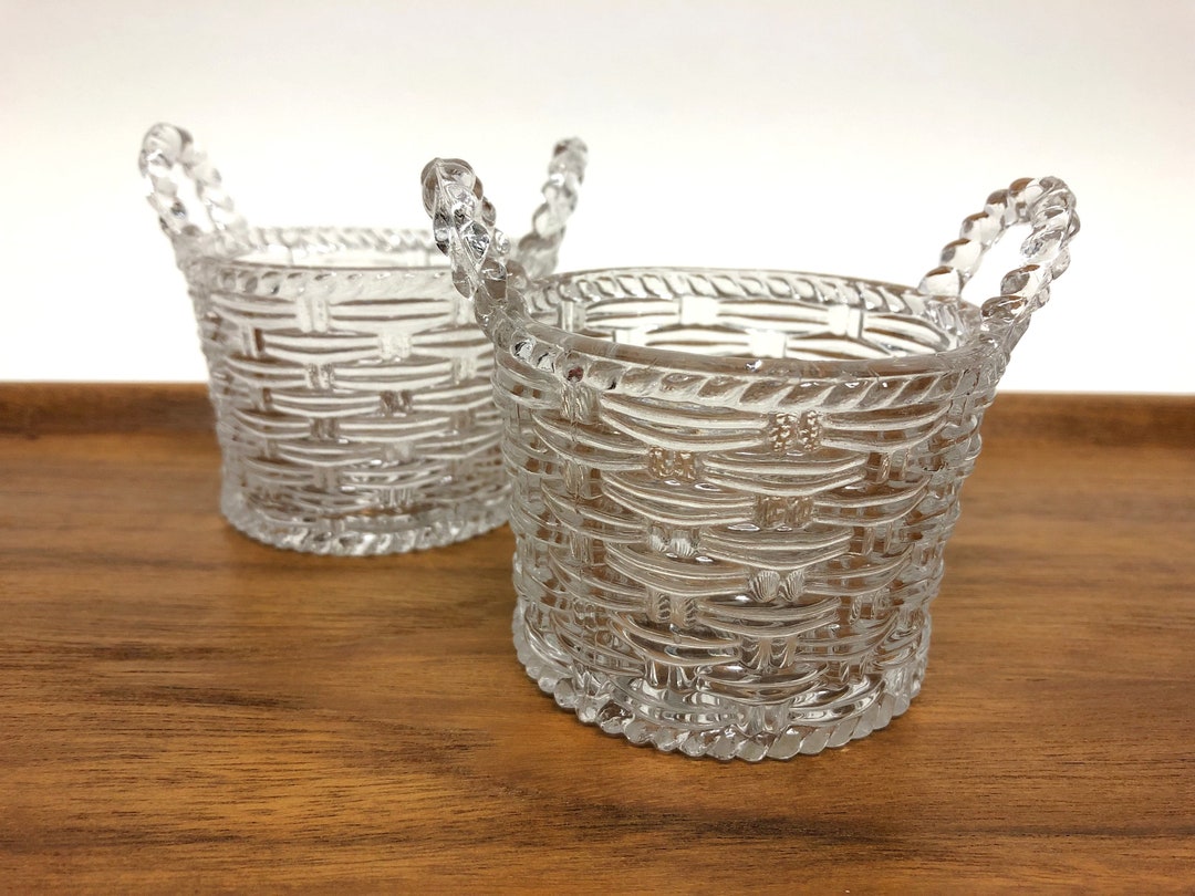 Sowerby Pressed Glass Small Basket Set of 2 Antique Home Decor Etsy
