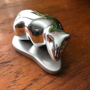Bear Polar Bear Figurine - Aluminum - Hoselton Canada - Vintage Home Decor - Signed