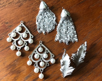 Sarah Coventry & Coro Silvertone Earrings Vintage Costume Jewelry 1970's 3 Pairs