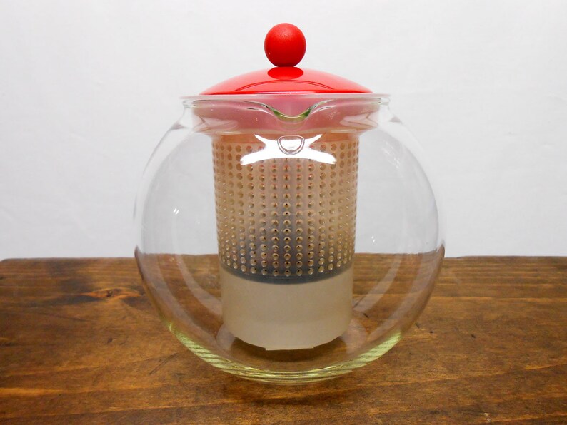 Bodum Assam Red Handle Teapot Tea Press Infuser Etsy