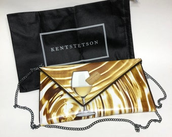 Kent Stetson Designer Clutch Portemonnee Wijn Champagne Design 3D Kurk Ondertekend Modeaccessoire