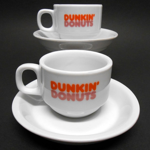 Vintage Dunkin Donuts Espresso Demitasse Coffee Cup & Saucer Qty 2 Restaurant Ware