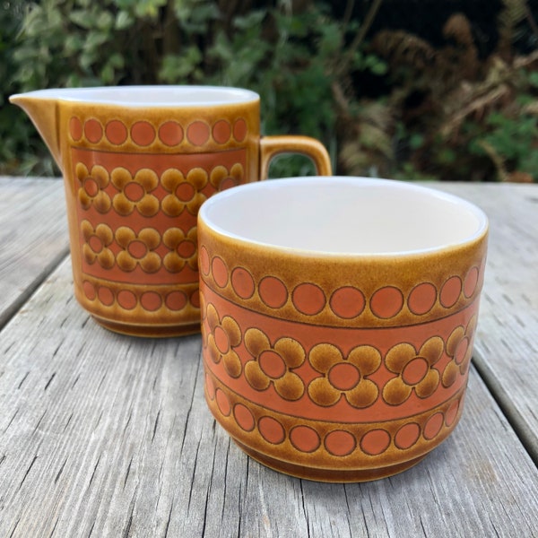 Hornsea England Saffron Creamer and Sugar Bowl John Clappison Design Made in England 1970's Vintage Home Decor