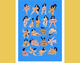 Nudey Blues A4 Art Print